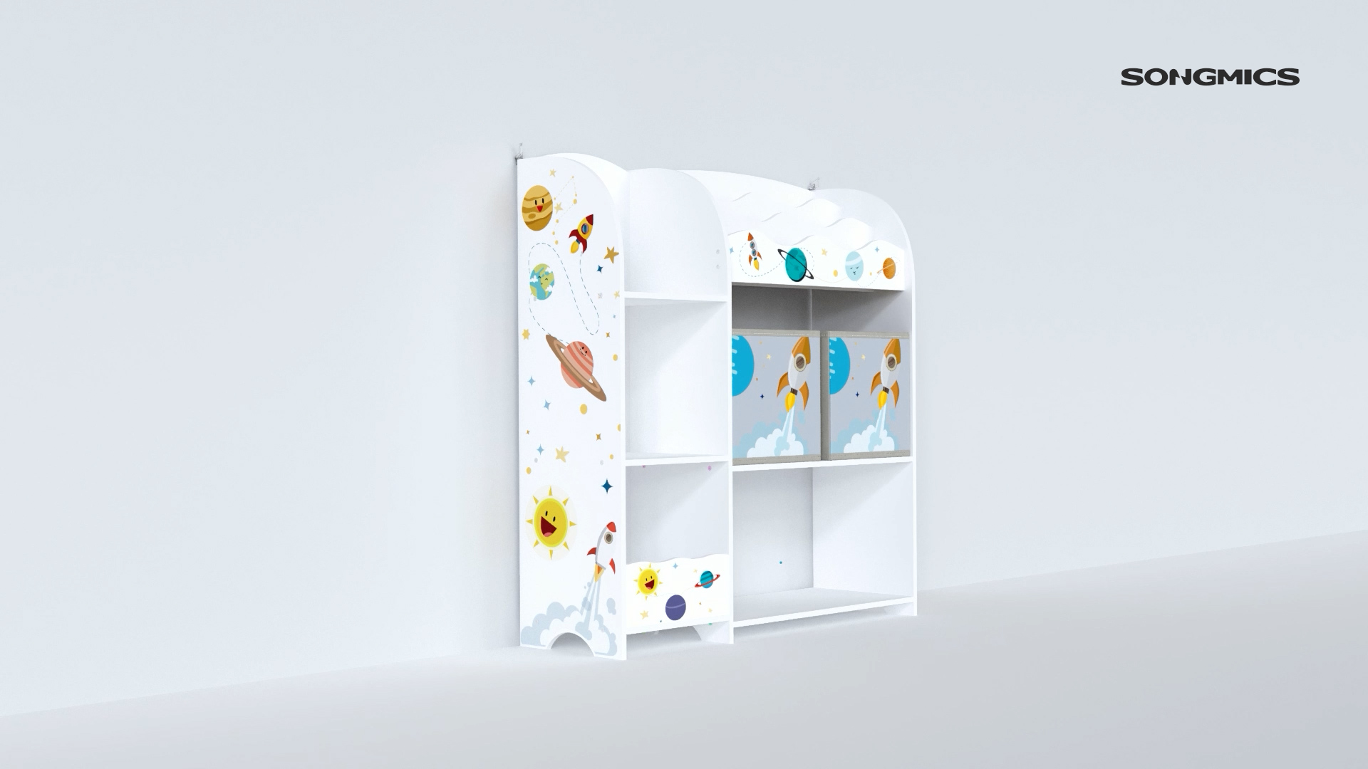 Scaffale Per Bambini SONGMICS Con 7 Contenitori - Libreria Giocattoli 60x62.5x29.5 Cm, Bianco, Facile Montaggio