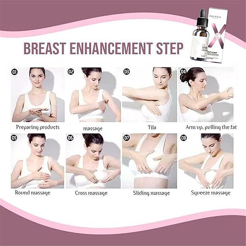 Miniatura 5 de Nihexo Aceite de pecho orgánico de drenaje linfático alegre de 0.3fl oz, suero natural antienvejecimiento, aceite de masaje reafirmante de pechos