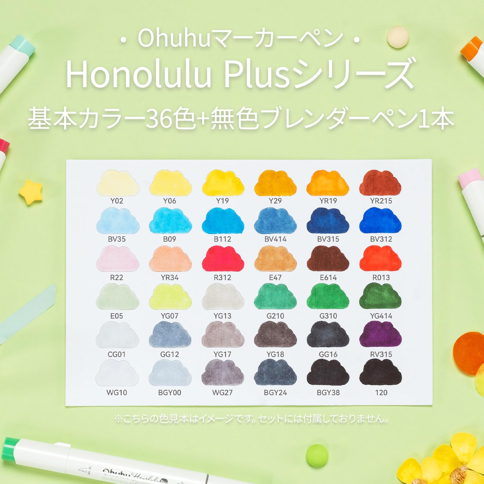 Amazon.co.jp: Ohuhu イラストマーカー プレミアムブラシ・太字 36基本
