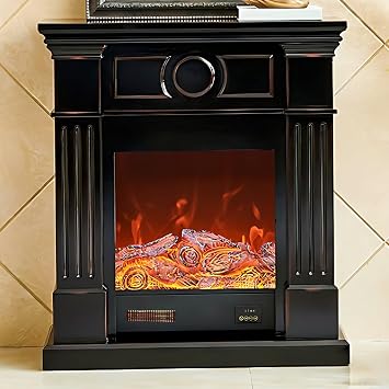 Electric Fireplace - Modern Electric Fireplace Heater Insert with Simple French Design& Realistic Flame Effects,Freestanding TV Cabinets Includes Exquisite Lines for Living RoomBlack