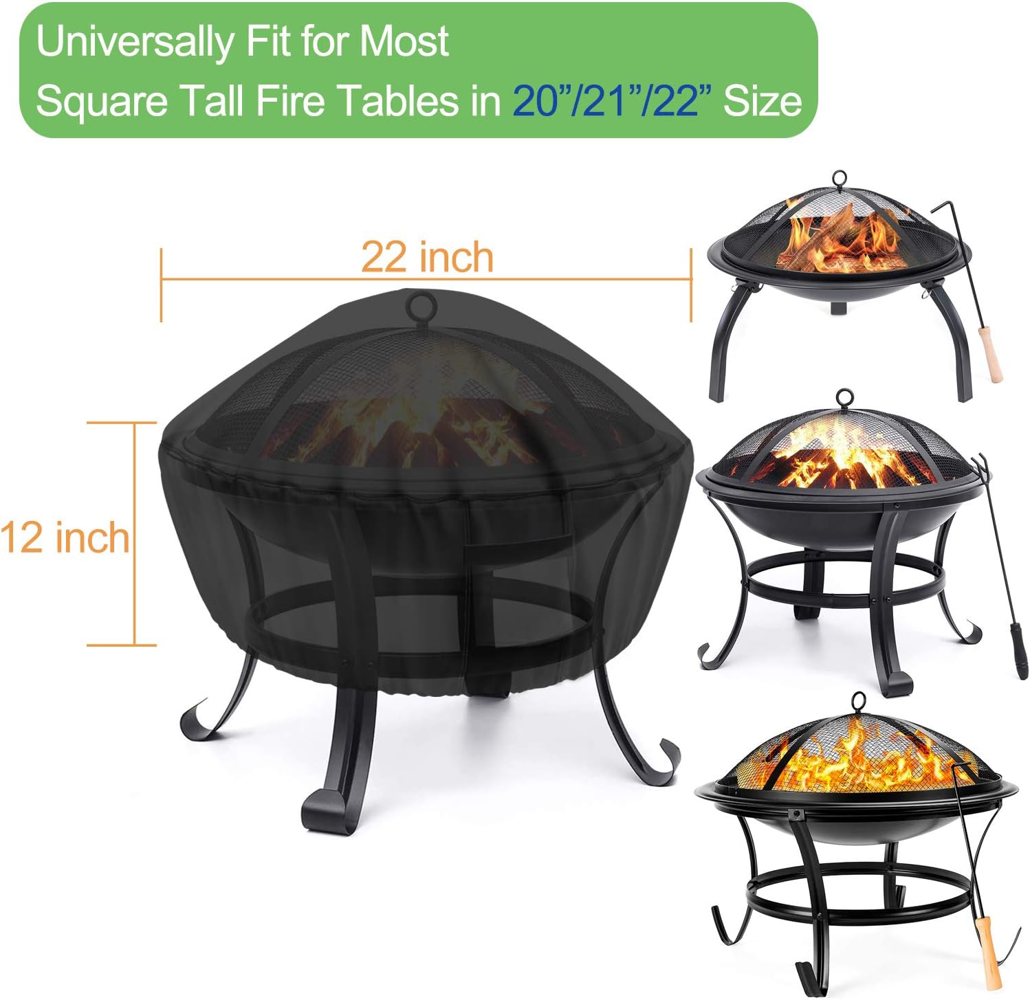 MENSBY Fire Pit Cover Round 22 inch Firepit Covers for Fire Pits Outside Wood Burning Fire Pits Outdoor Firepit Steel BBQ Grill Fire Bowl