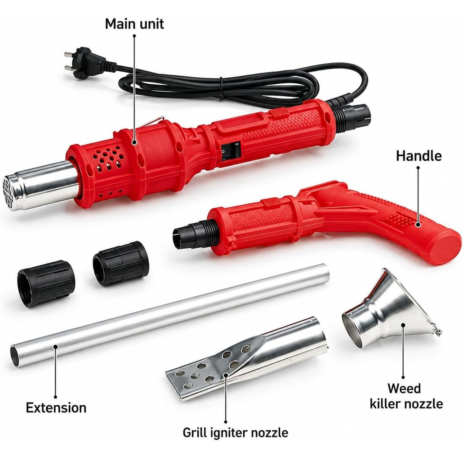 Bruciatore Elettrico Termico per Erbacce da 2000W con 2 ugelli