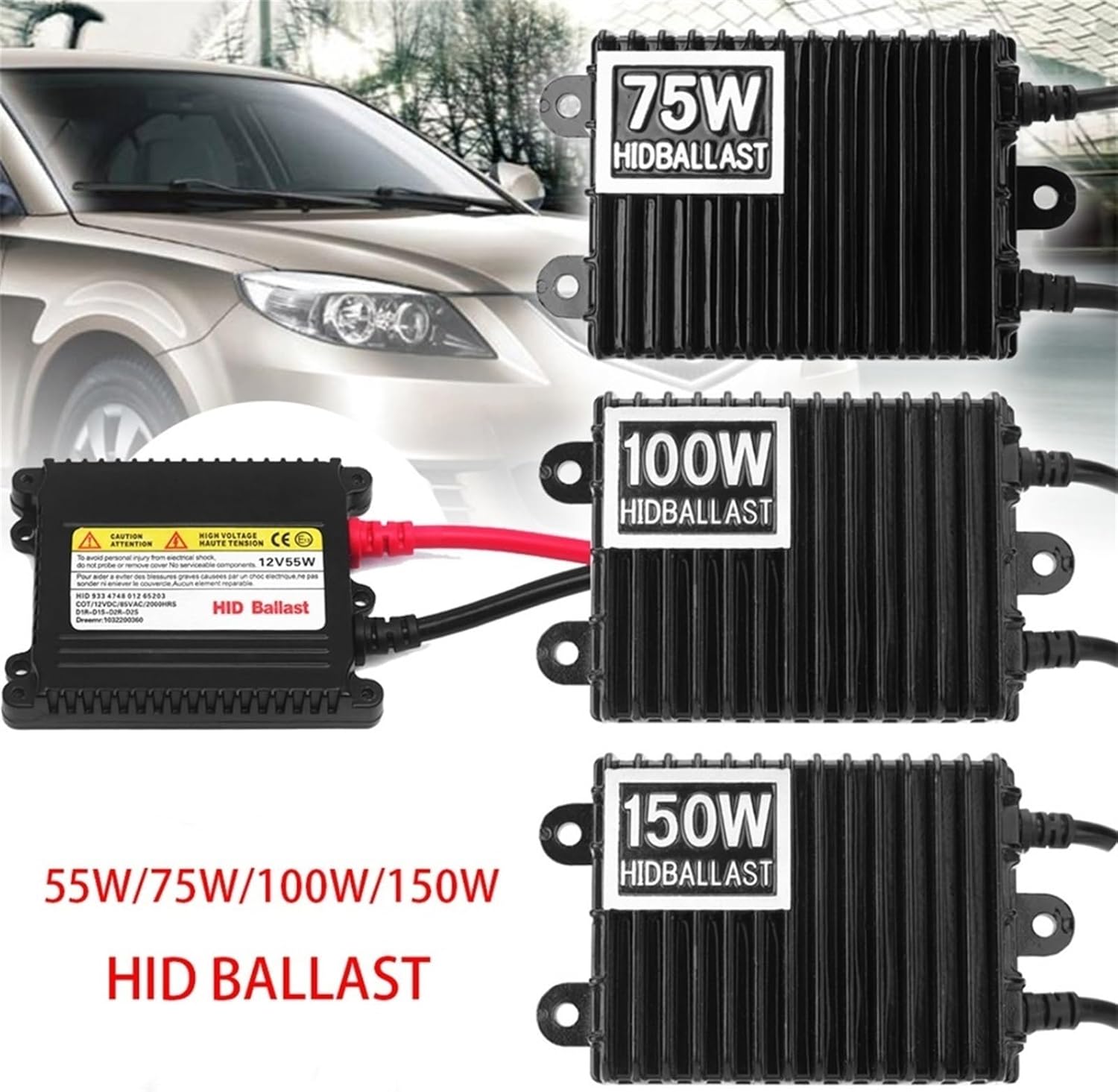HID Ballast 1PCS 55W 75W 100W 150W 200W H-ID Xenon Headlight Ballast DC 12V H1 H3 H7 9005 9006 Car Light Control Module Kits(55W)