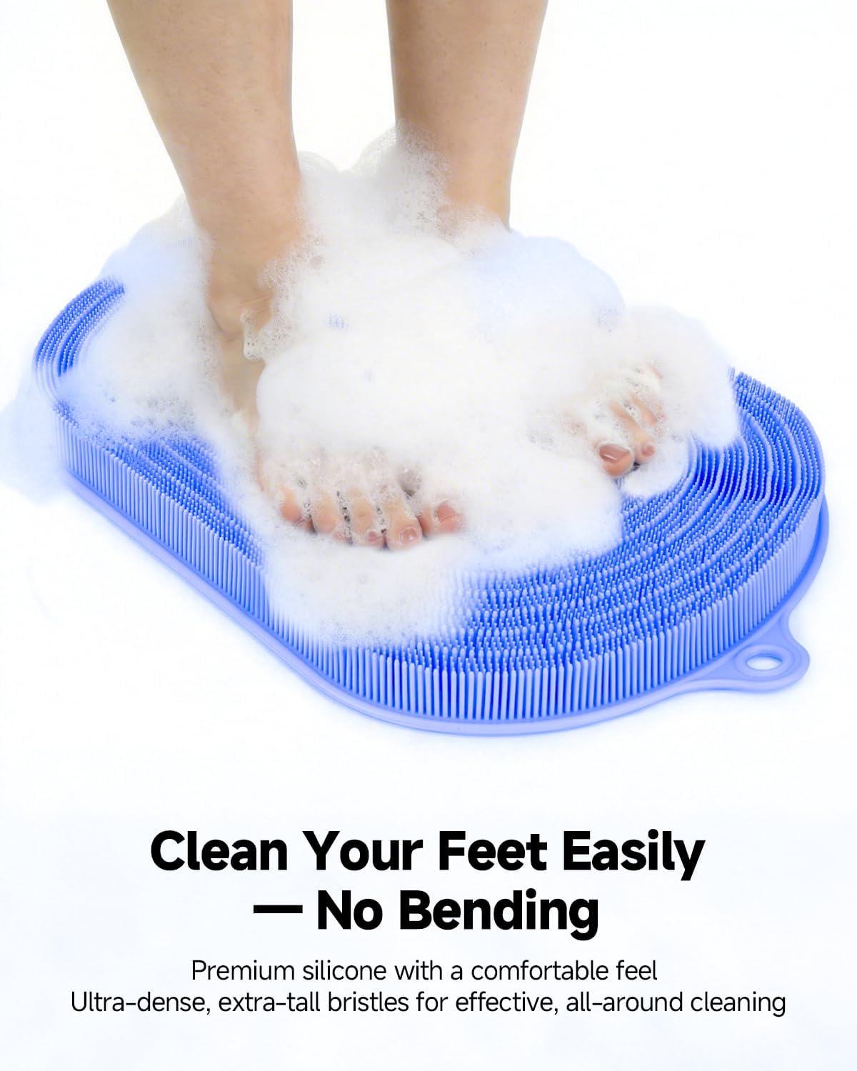 Extra Large Shower Foot Scrubber Mat, Silicone Foot Cleaner Brush – Exfoliate, Clean & Massage Feet Without Bending, 68 Non-Slip Suction Cups, Improve Foot Circulation & Appearance, 21.3 x 14 in