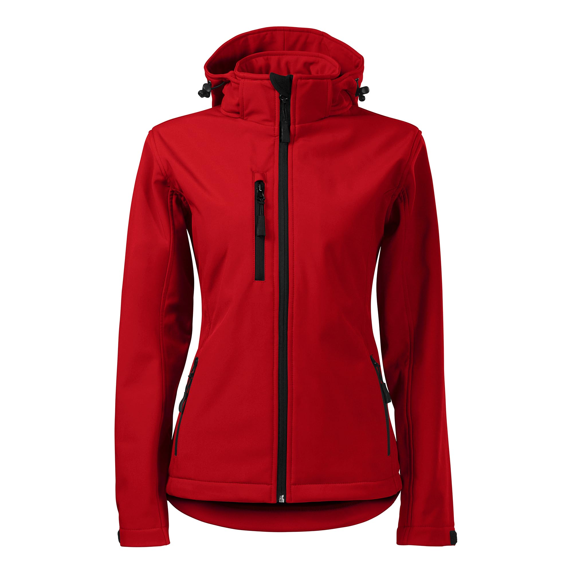 DELUNO Damen Tailliert Outdoor Softshelljacke mit Kapuze - Winddicht Funktions Regen Wasserabweisend Atmungsaktiv Jacke - Neu - Rot Blau Weis Grau - S M L XL 2XL 3XL