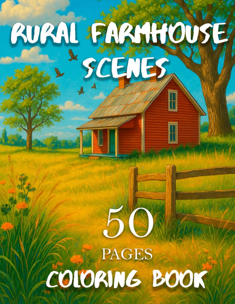 Rural Farmhouse Scenes Coloring Book: Beautiful Country Houses, Peaceful Homesteads, Rustic Porches and Serene Countryside Views for Relaxation