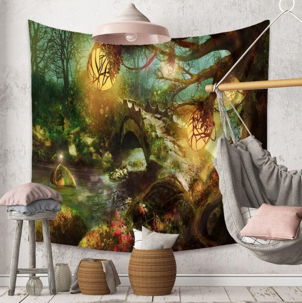 Amazon.co.jp: ゲームの世界に一層没入できるタペストリー VR 仮想空間 バーチャル ゲーマー GAME 幻想 妖精 大樹 マナ アート  130X150cm インテリア ポスター 目隠し おしゃれ 模様替（GA6） : ホーム＆キッチン