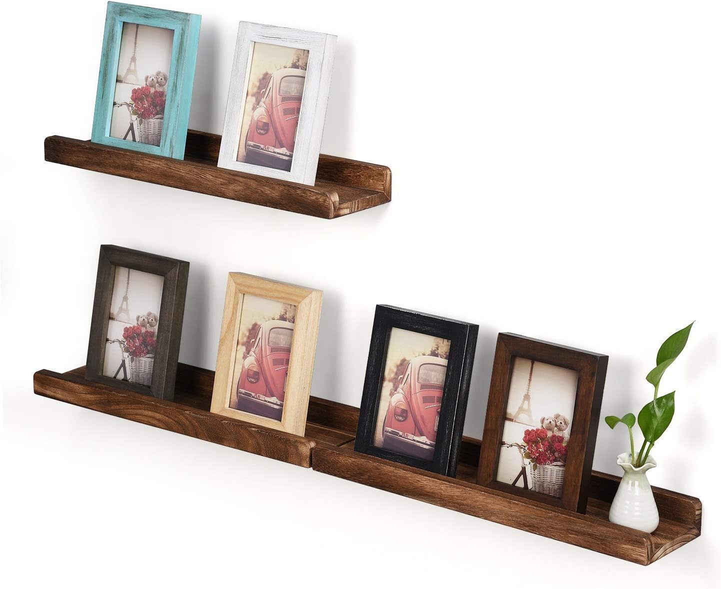 Emfogo Picture Ledge Shelf Rustic Wood Floating Shelves for Display 16.9 inch Set of 3