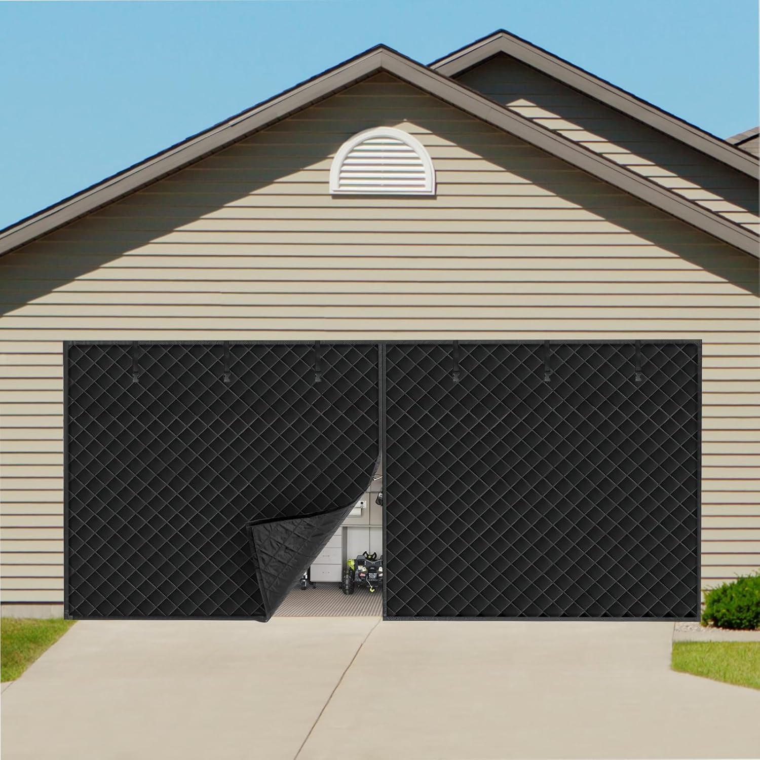 Ddtohan Garage Door Screen, 8x7 FT, Black, Modern Style, Magnetic ...