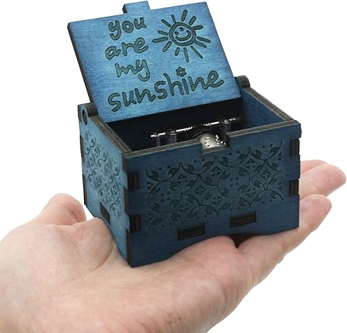 Vista 2 de You are My Sunshine - Cajas de música de madera grabadas con láser, manivela clásica de madera con sol, caja musical para regalos para cumpleaños