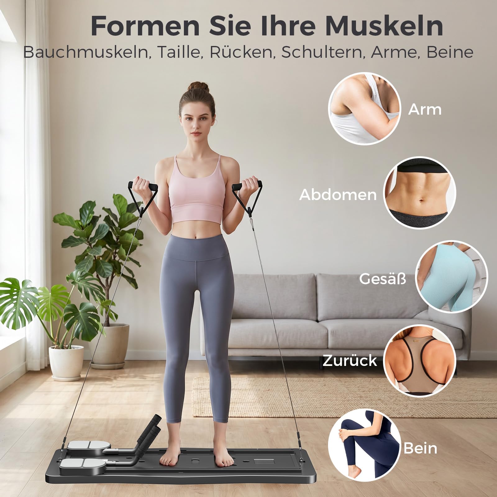 Planche de Pilates multifonction pour abdominaux, rebond automatique, équipement de fitness pour la maison, silencieux, entraîneur abdominal et bandes de résistance