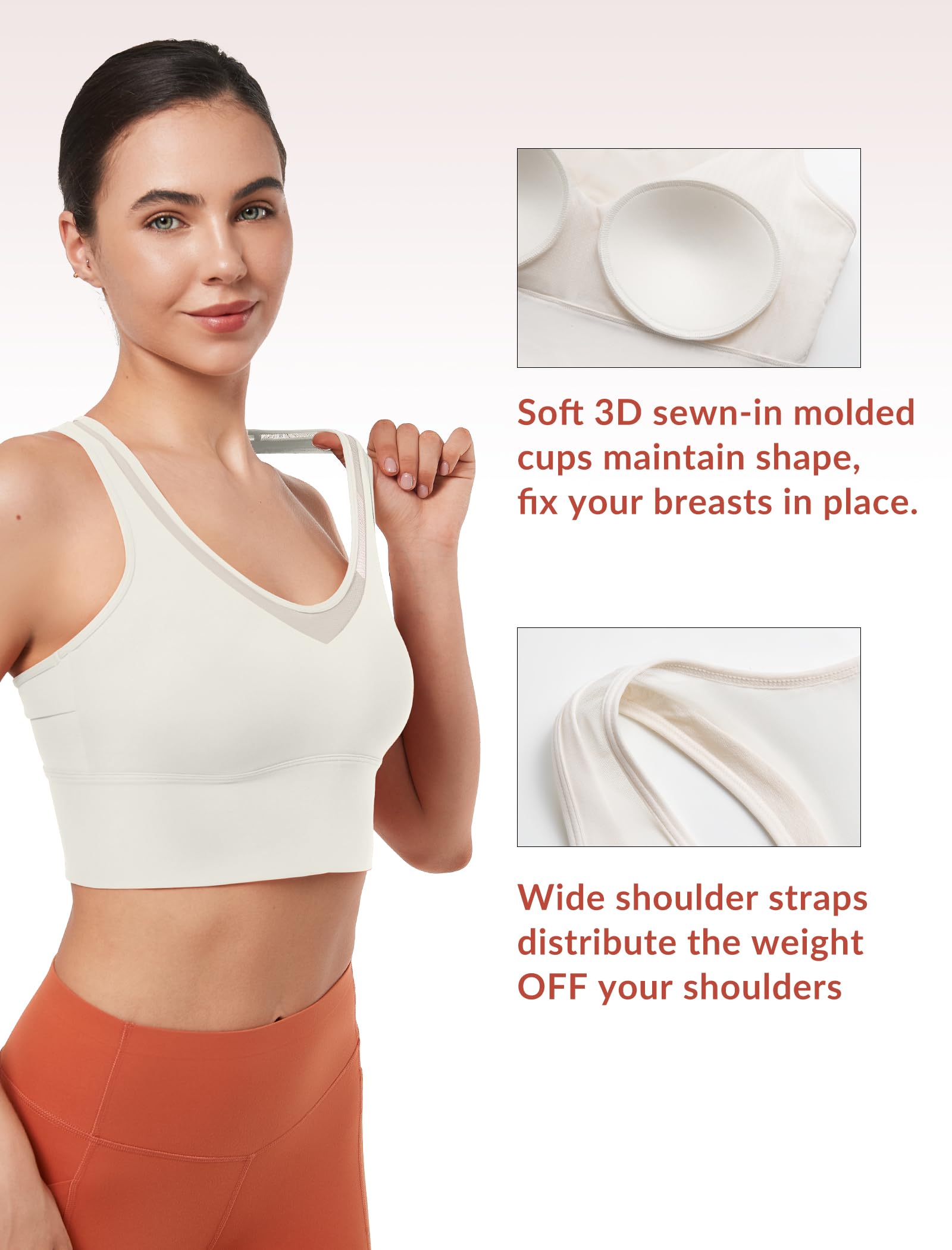 Yvette Soutien-gorge de sport en maille pour femme avec dos nageur et col en V
