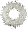 ZUCKER White Goose Feather Christmas Wreath - 24 Shiny Farmhouse Autumn or Fall Décor