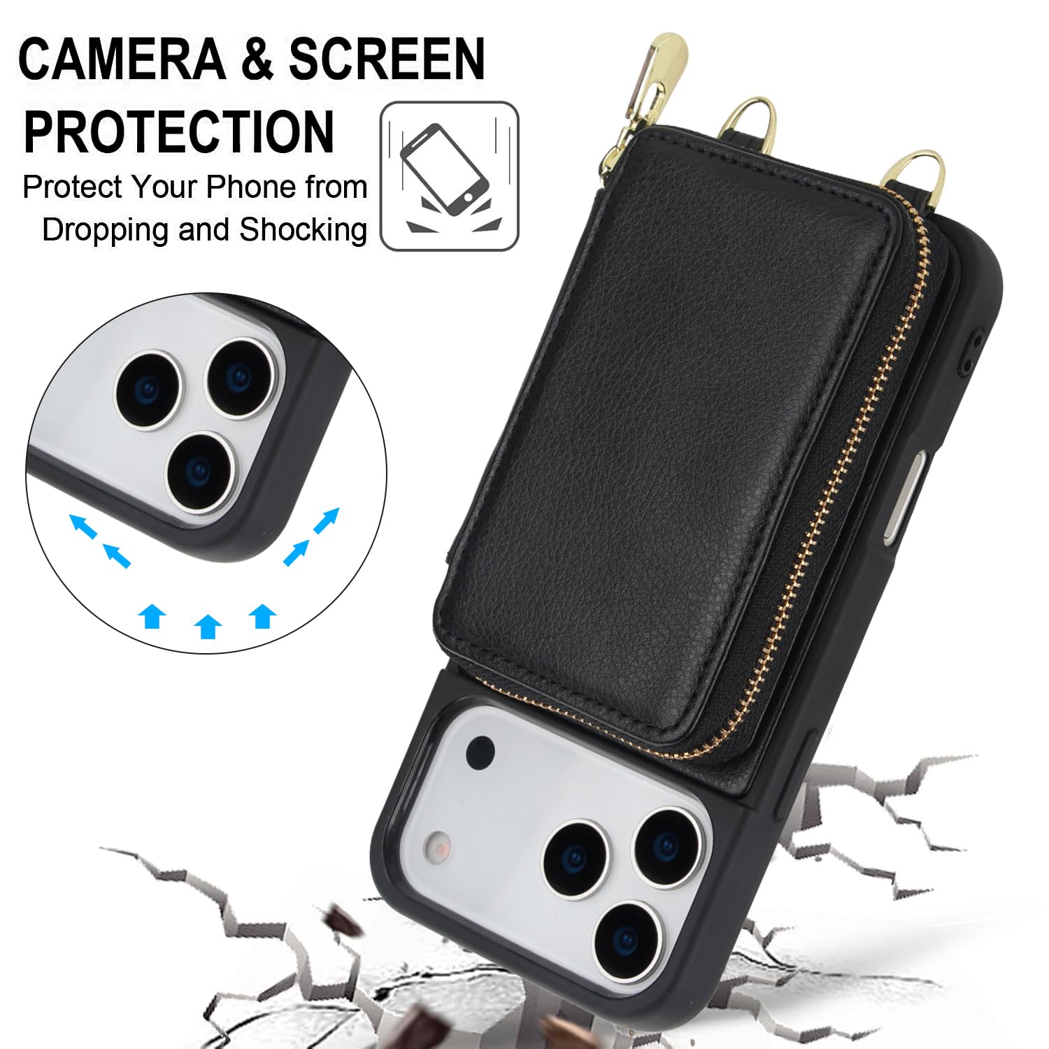 Custodia a portafoglio per telefono 18 Pro Cover con porta carte | RFID Blocco Slot di Credito con Tracolla Tracolla Antiurto Copertura Della Borsa In Pelle per Telefono 18 Pro 6.3 '' 2026