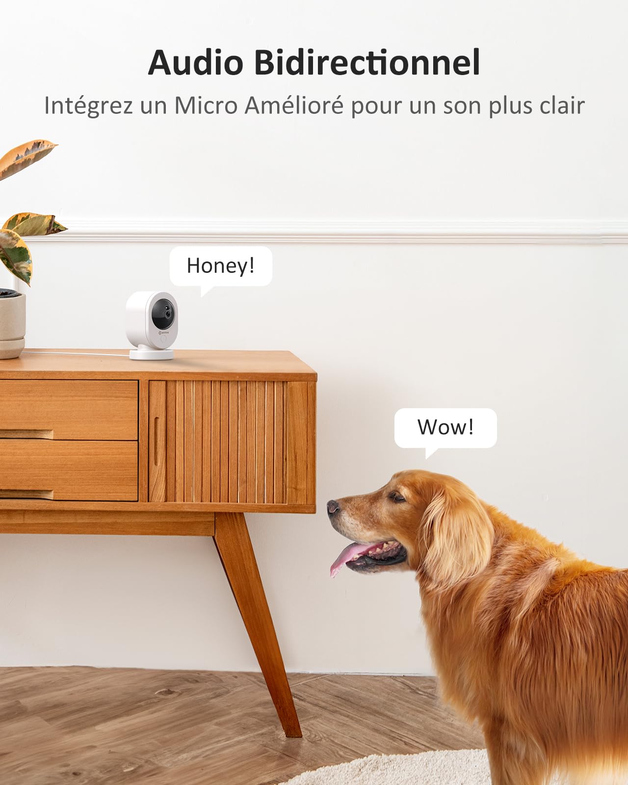 ANNKE 4K Caméra de Surveillance WiFi Intérieur, 8MP Vision Nocturne, Détection de Mouvement, Audio Bidirectionnel, Cloud & Stockage de Cartes SD, pour Bébés/Animaux Domestiques-Crater C80