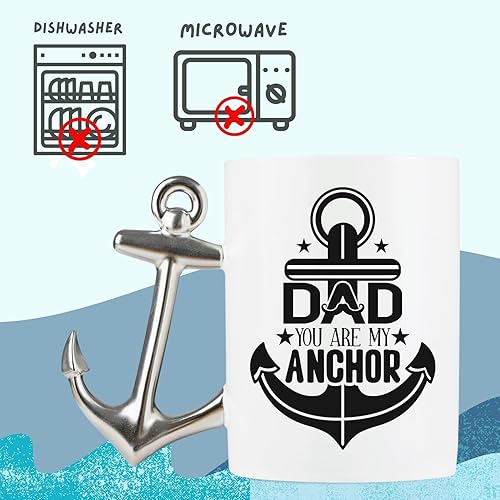 Miniatura 5 de Onebttl Regalos de Navidad para papá, taza de café con asa de anclaje, regalos para papá de hija e hijo, taza de cerámica divertida de 13.5 onzas
