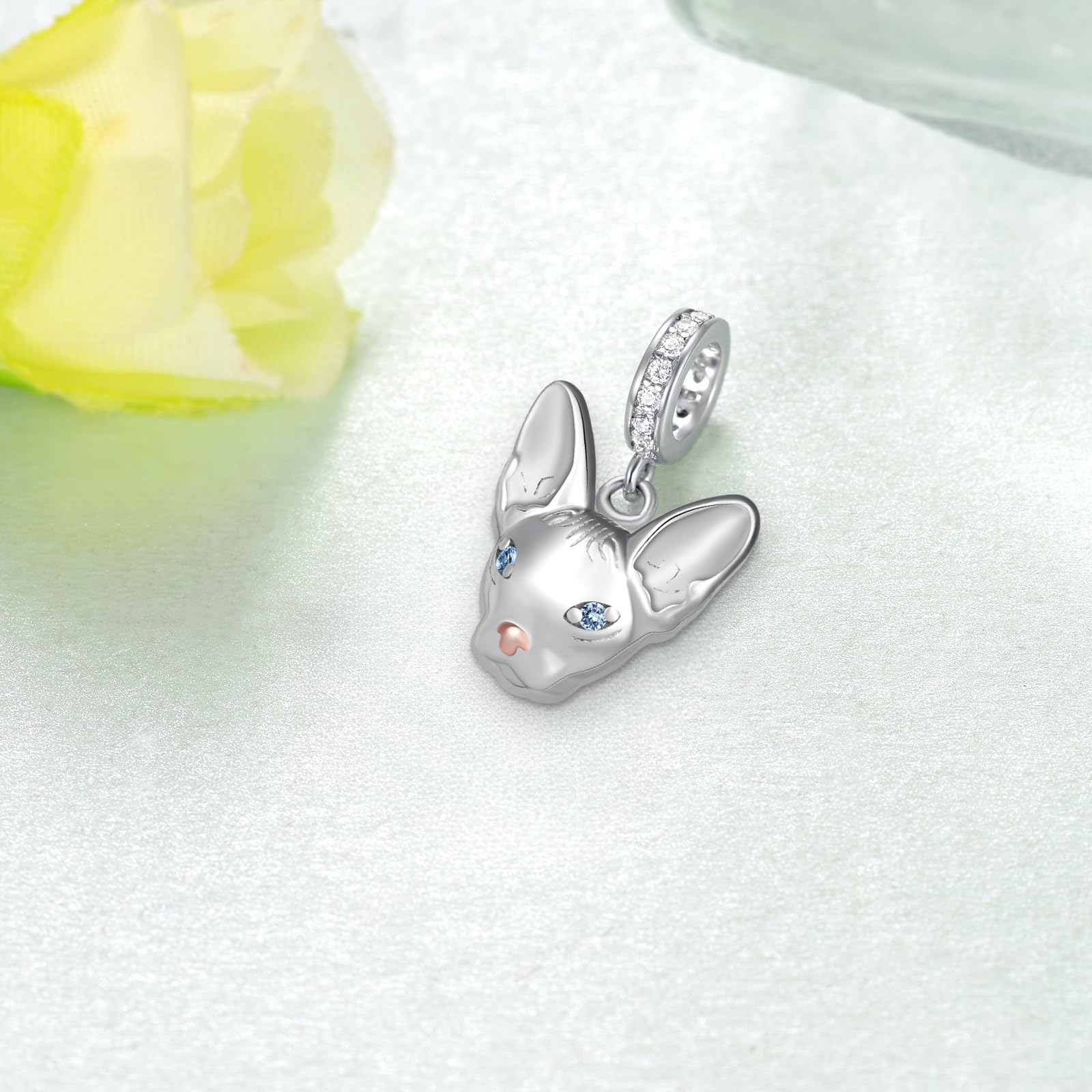 Sphynx Cat Charms pour Bracelets 925 argent Sterling Charm chats sans poils Charms Sphynx Cat cadeaux pour les femmes