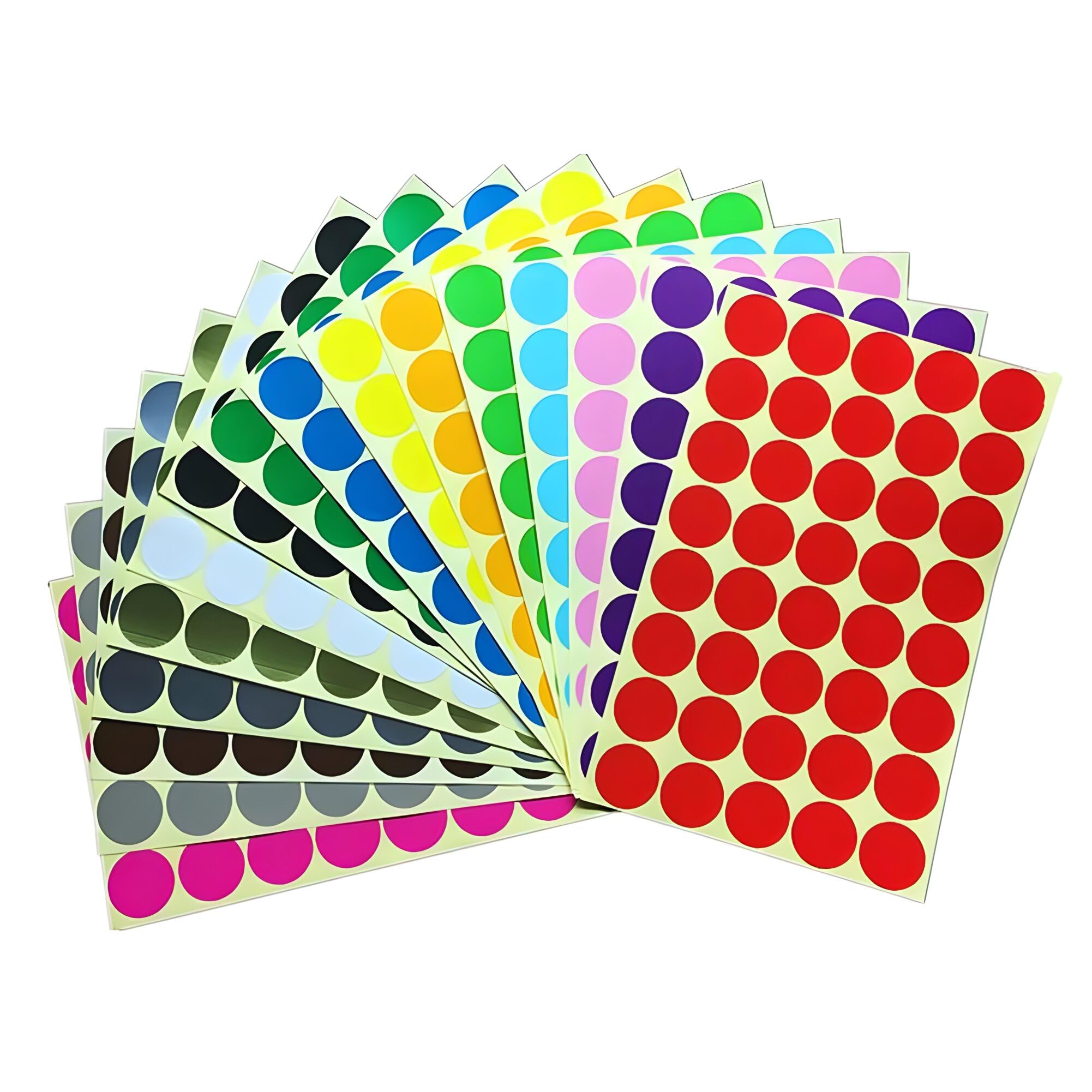 1280 Pieces Coloured Dot Stickers, 25 mm Sticky Round Color Coding Labels, 1" inch Self Adhesive Circle Price Stickers Dot Labels 16 Assorted Colours for Office, School, Calendar, Organizing (2.5 cm)