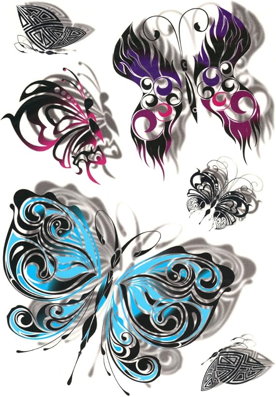 Amazon タトゥーシール 蝶 バタフライ 3dカラーアート Gt 343 Tattoo Seal ボディシール フェイクタトゥー タトゥシール刺青 トライバル ボディアート ボディジュエリー タトゥーシール 通販