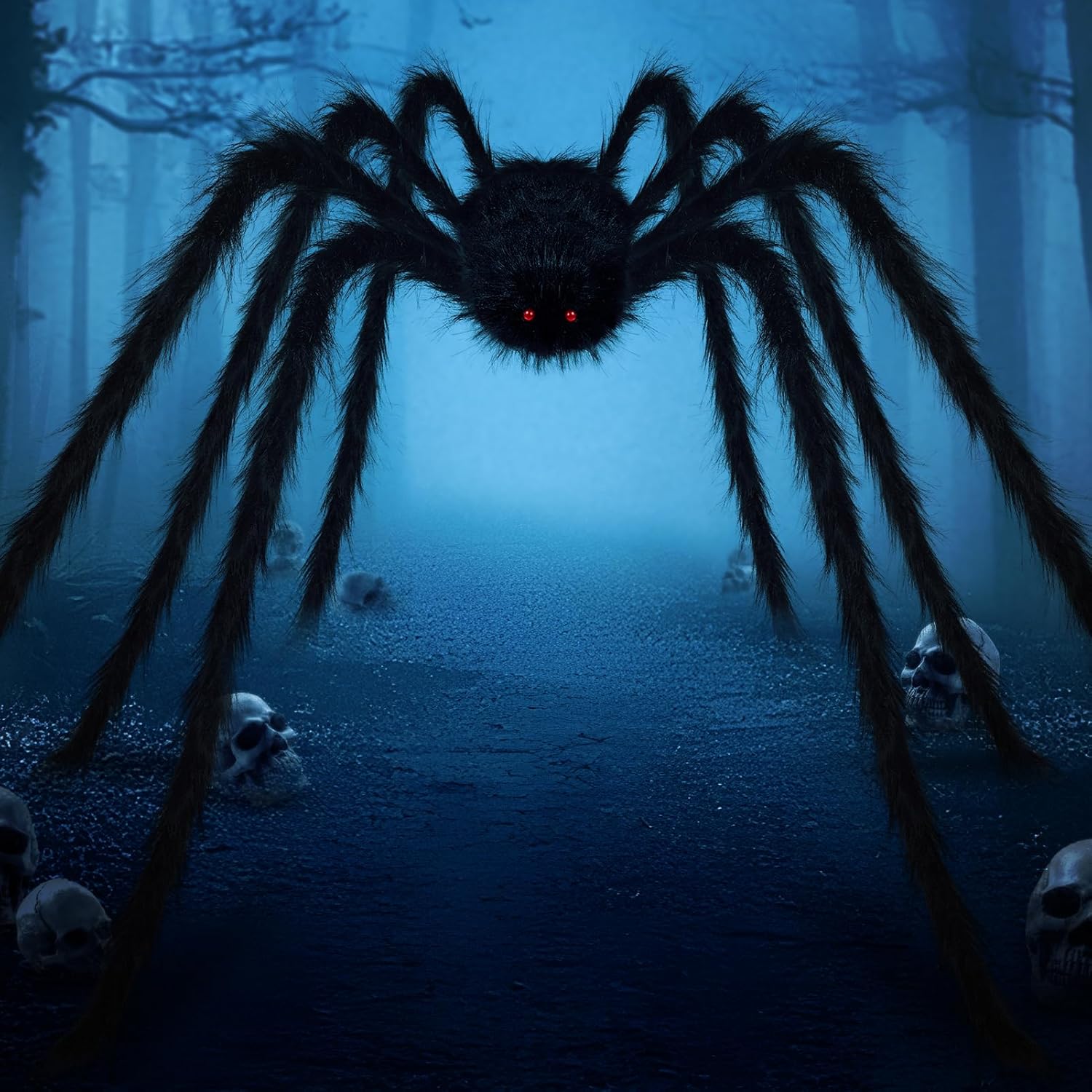 15FT Halloween Giant Spider Outdoor Decorations - Scary Large Spider Props for Halloween Outside Decor, Indoor Haunted House Prop Party Supplies Yard Lawn Decoration, Black