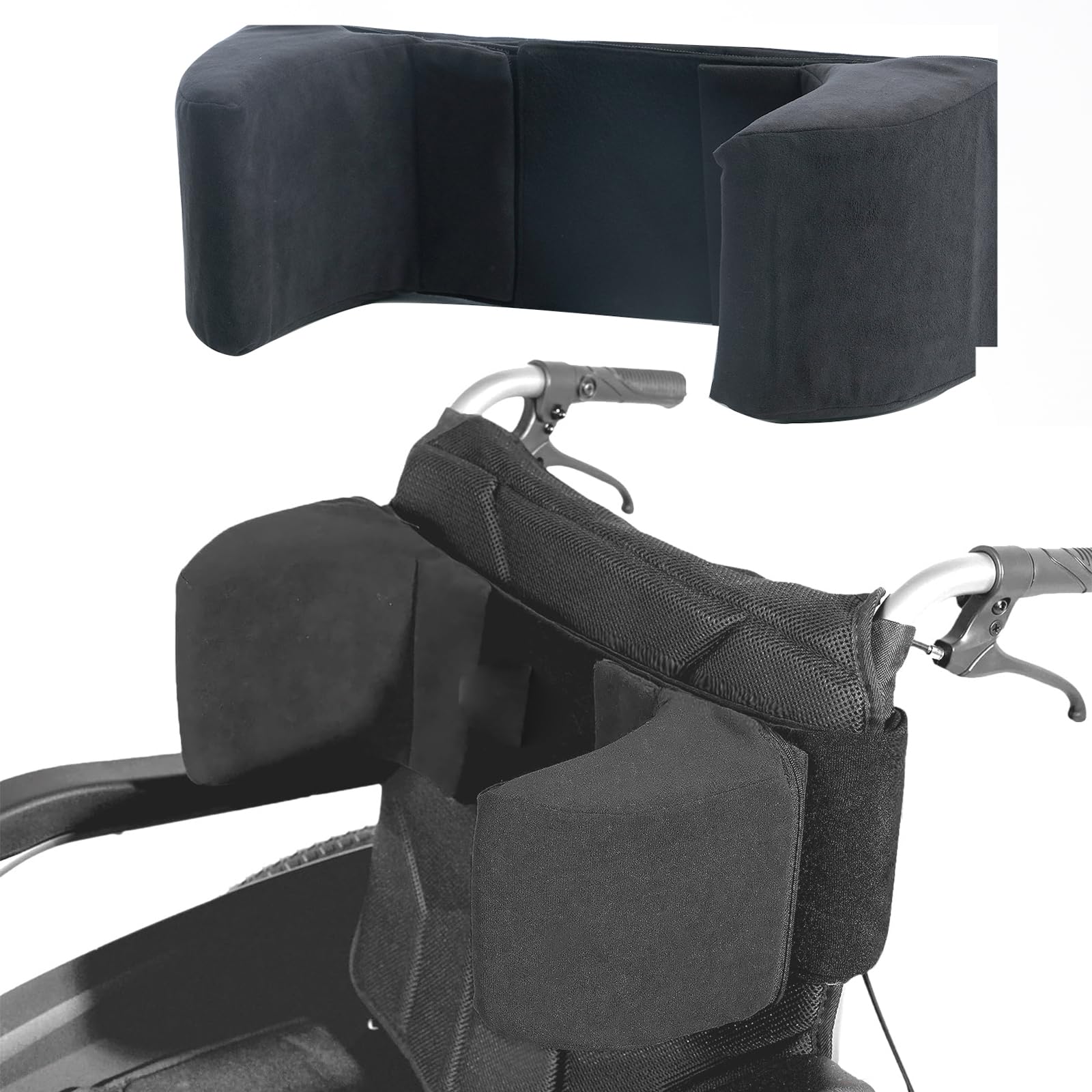 Lateral Support for Wheelchair Lateral Support Cushion with Adjustable Side Panels for Wheelchairs,Wheelchair Stabilizer Attachment Chair Side Pads,Lateral Foam Wedge for Elderly (Black)