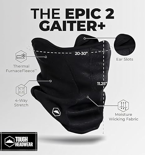 Vista 3 de Tough Headwear Máscara de media máscara de esquí para hombres y mujeres, máscara facial de invierno para clima frío, medio pasamontañas, polaina