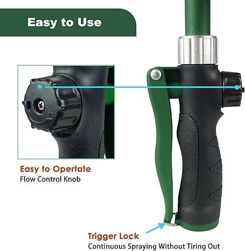 Miniatura 6 de Varita de riego resistente de 28 pulgadas con cabezal giratorio, manguera de jardín ajustable con mango ergonómico, rociador de 6 patrones de riego,