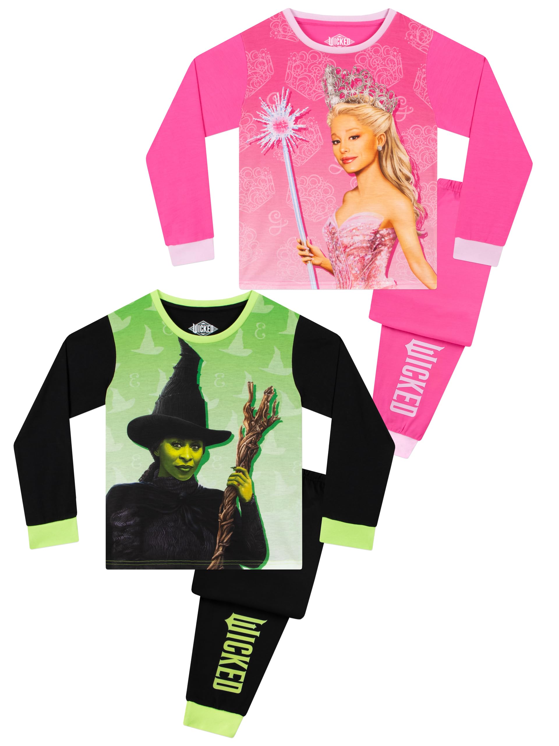 Wicked Girls Pink Movie Pyjamas | 2 Pack Pjs | Elphaba And Glinda | 8-9 Years