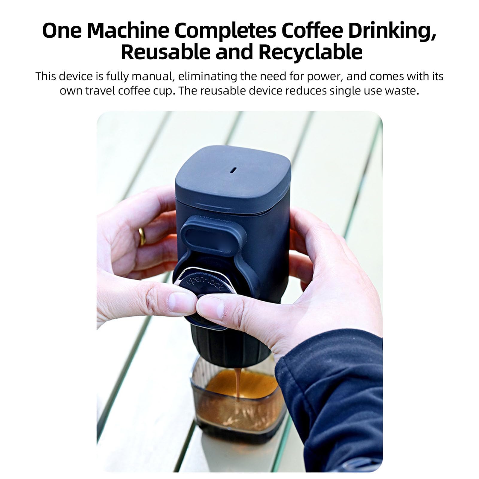 Demeras Cafetera Portátil Máquina de café Manual de Alta Eficiencia para Viajes Al Aire Hogar Acero Inoxidable 304 1 Unidad