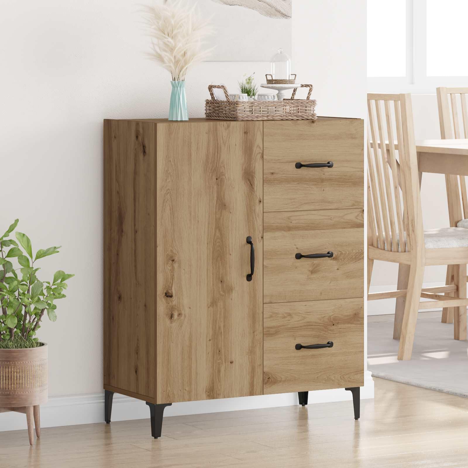 vidaXL Aparador Roble Artisan 69,5 x 34 x 90 cm Madera de ingeniería