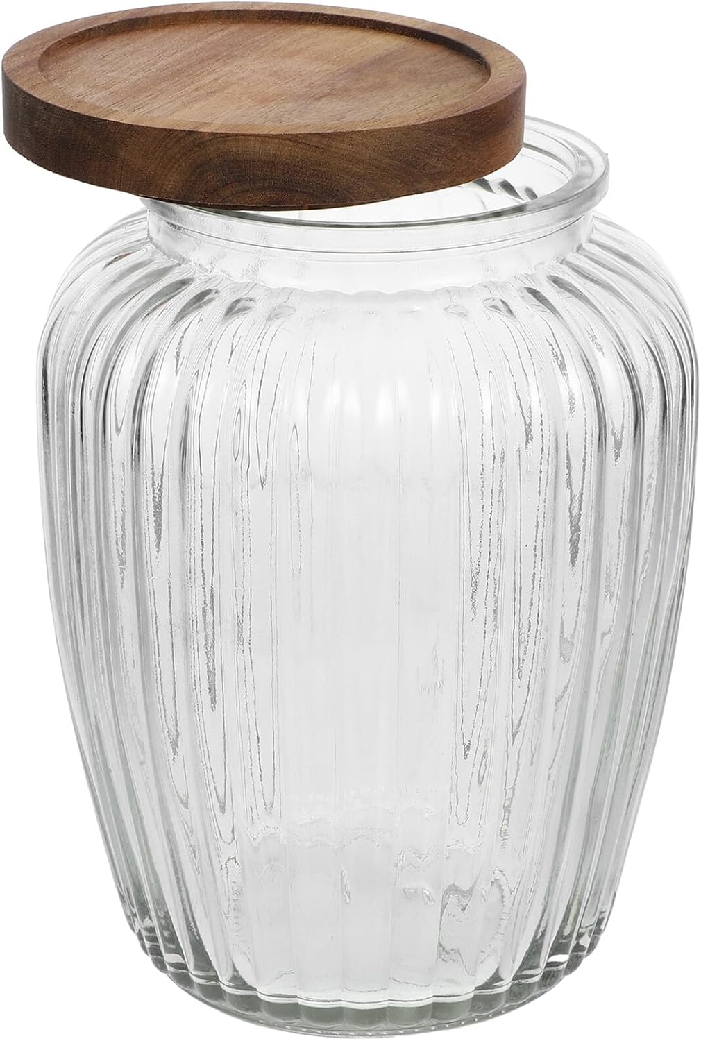 2200ml Glass Food Canister with Vintage Acacia Wood Lid, Airtight Grain Storage Jar for Kitchen Pantry, Glass Container for Cereals and Dried Food