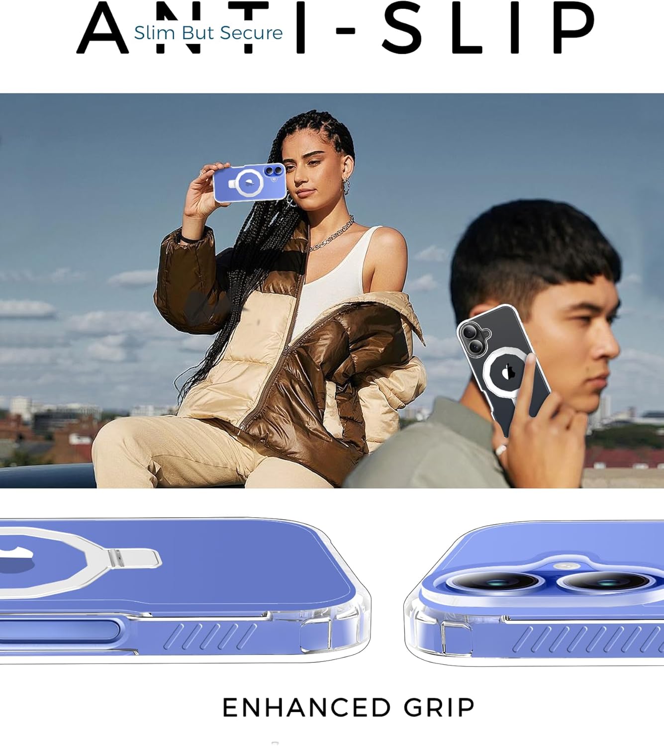 for iPhone 16 Plus Case, with Screen Protector + Camera Lens Protector, Built-in Seamless Stand, [Compatible with MagSafe] Protective Shockproof Phone Case, Cover for iPhone 16Plus - Clear - Image 6