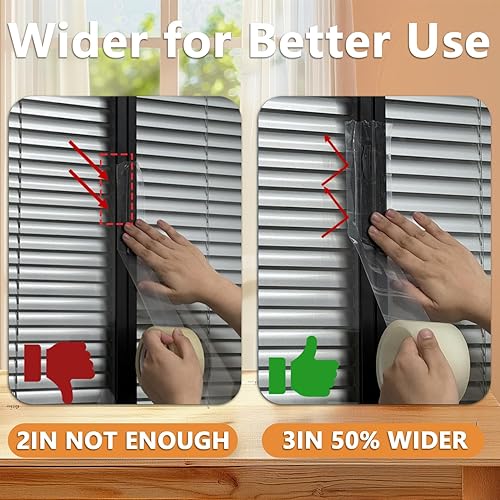 Miniatura 2 de SWRT Cinta de Sellado de Ventana Transparente de Uso Pesado de 3" x 30 YD 8 Mil para Intemperie, Aislamiento de Ventana Sin Residuos para Invierno,