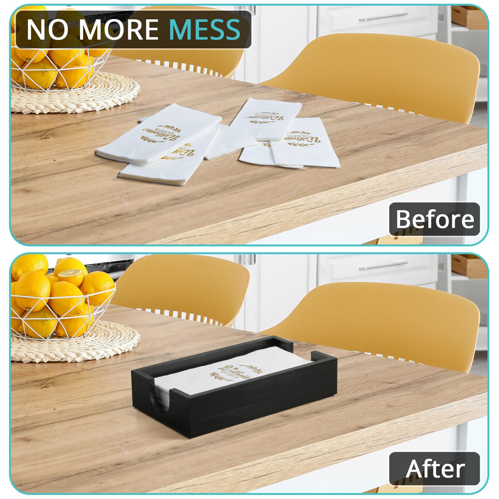 Servilletero para baño, bandeja de madera para toallas de invitados para baño, soporte desechable para toallas de mano de papel para accesorios de baño, servilletero de cena para mesa de cocina,