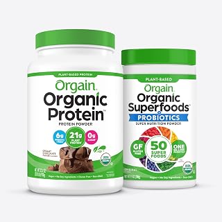 Organic Vegan Protein Powder + Orgain Organic Greens Powder Superfood Blend