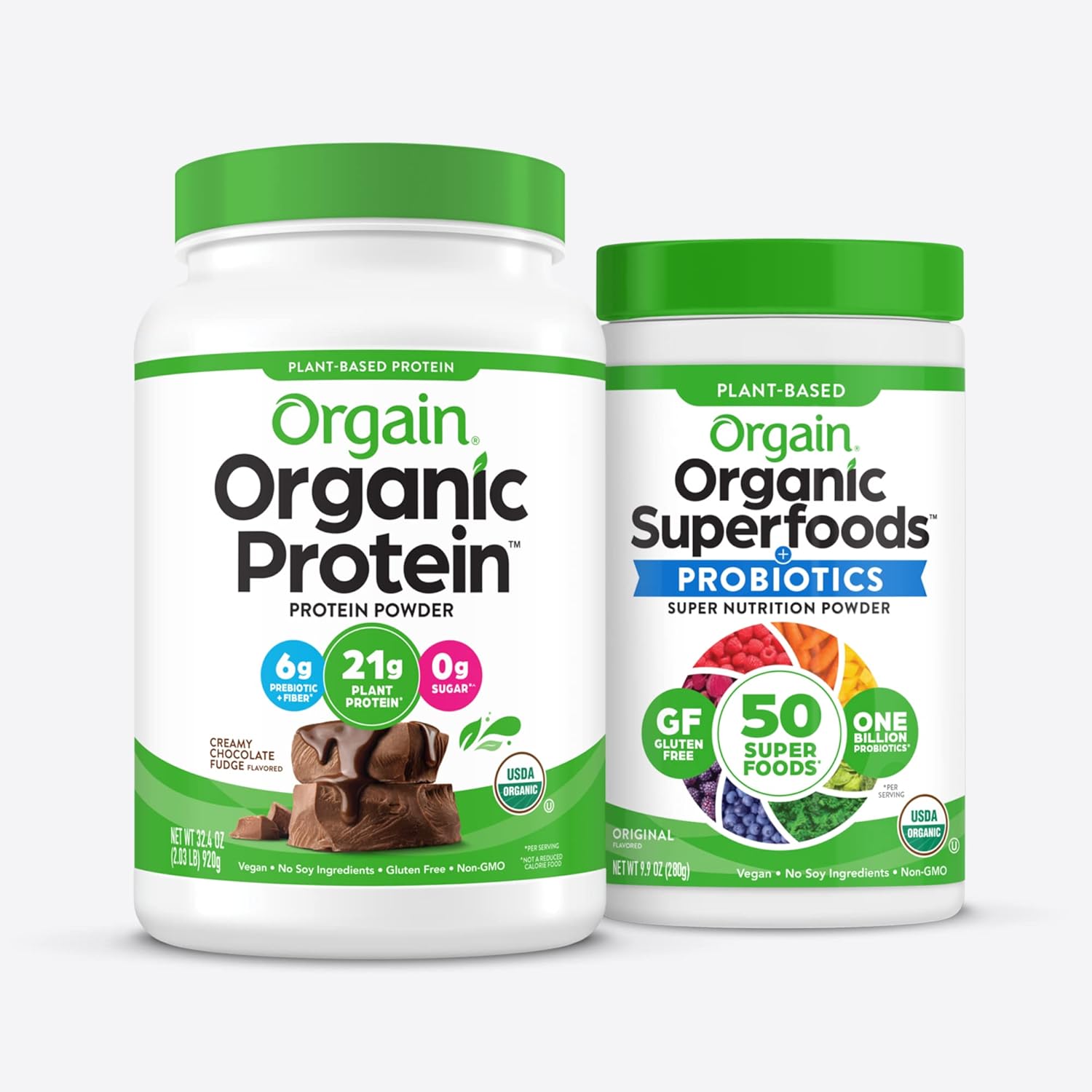 Orgain Organic Vegan Protein Powder + Orgain Organic Greens Powder Superfood Blend