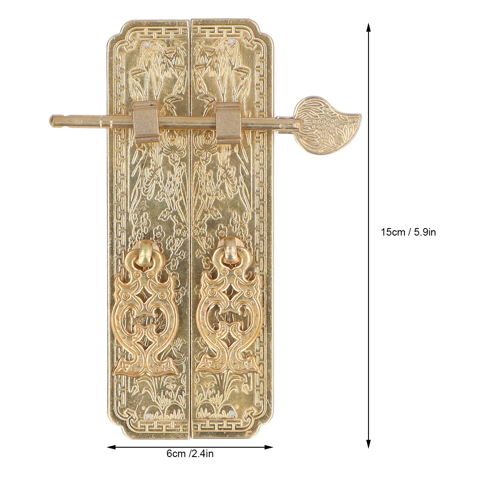 Chinese Antique Cabinet Handles. Cabinet Faceplate Brass Material Elegant Retro Botanical Pattern Decorative Chinese Antique Cabinet Handles for Dressers - Image 2