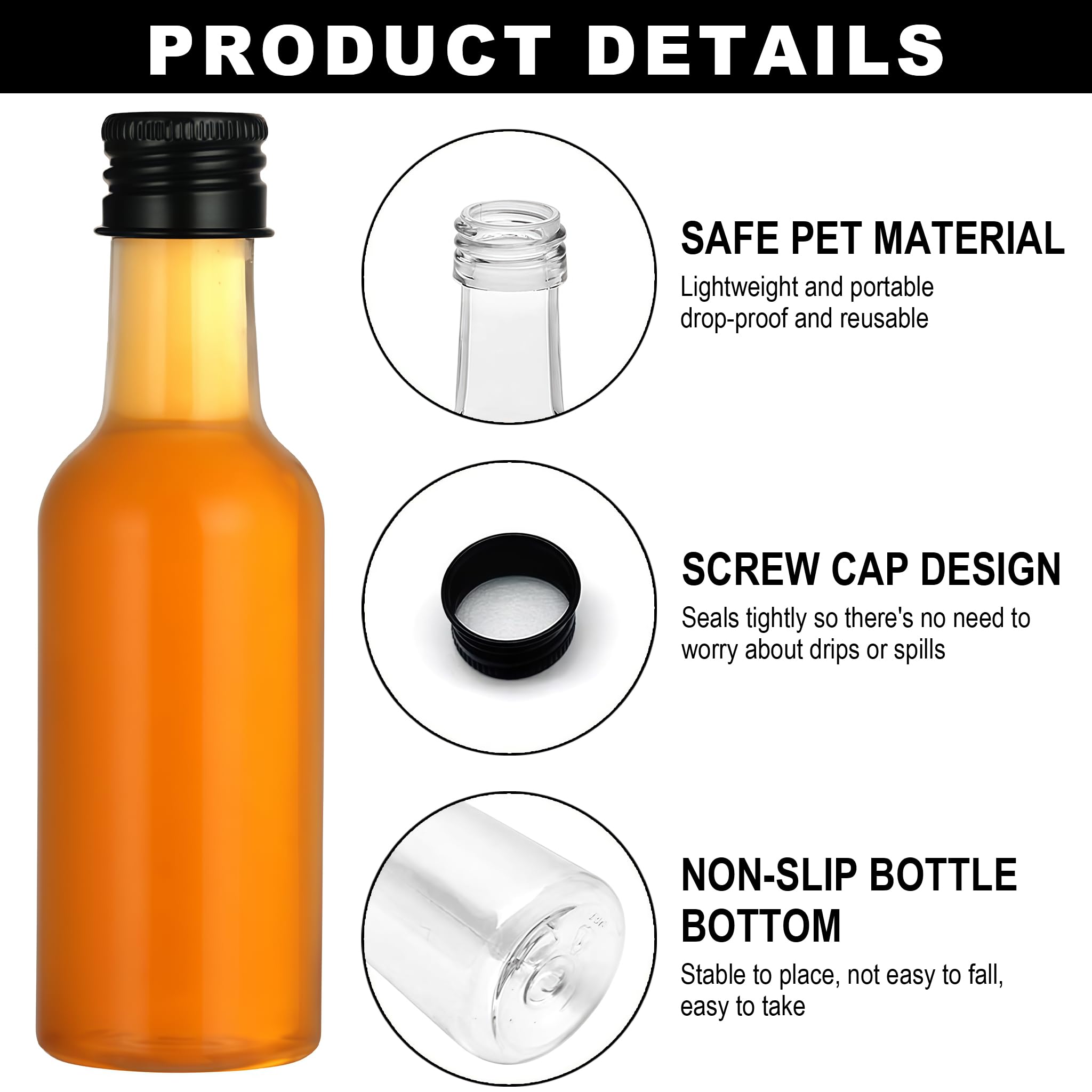 24 Pezzi Piccole Bottiglie da 50ml per riempire, Mini Bottiglie di plastica con Coperchio e Imbuto, Bottiglie riutilizzabili per Matrimoni e Feste