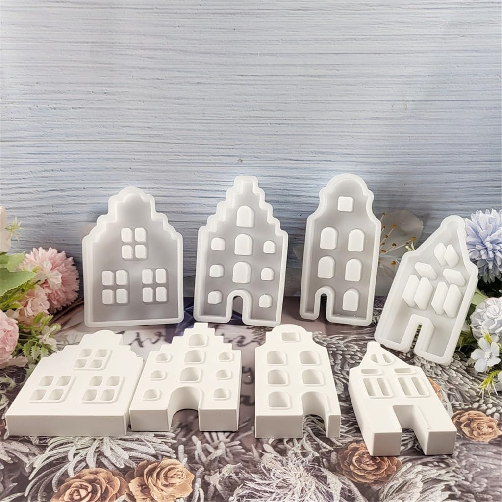 クラフトモールド ユニークなハウスシェイプ キャンドル型 シリコンソープ型 樹脂アートモールド シリコンテクスチャ オーナメント用