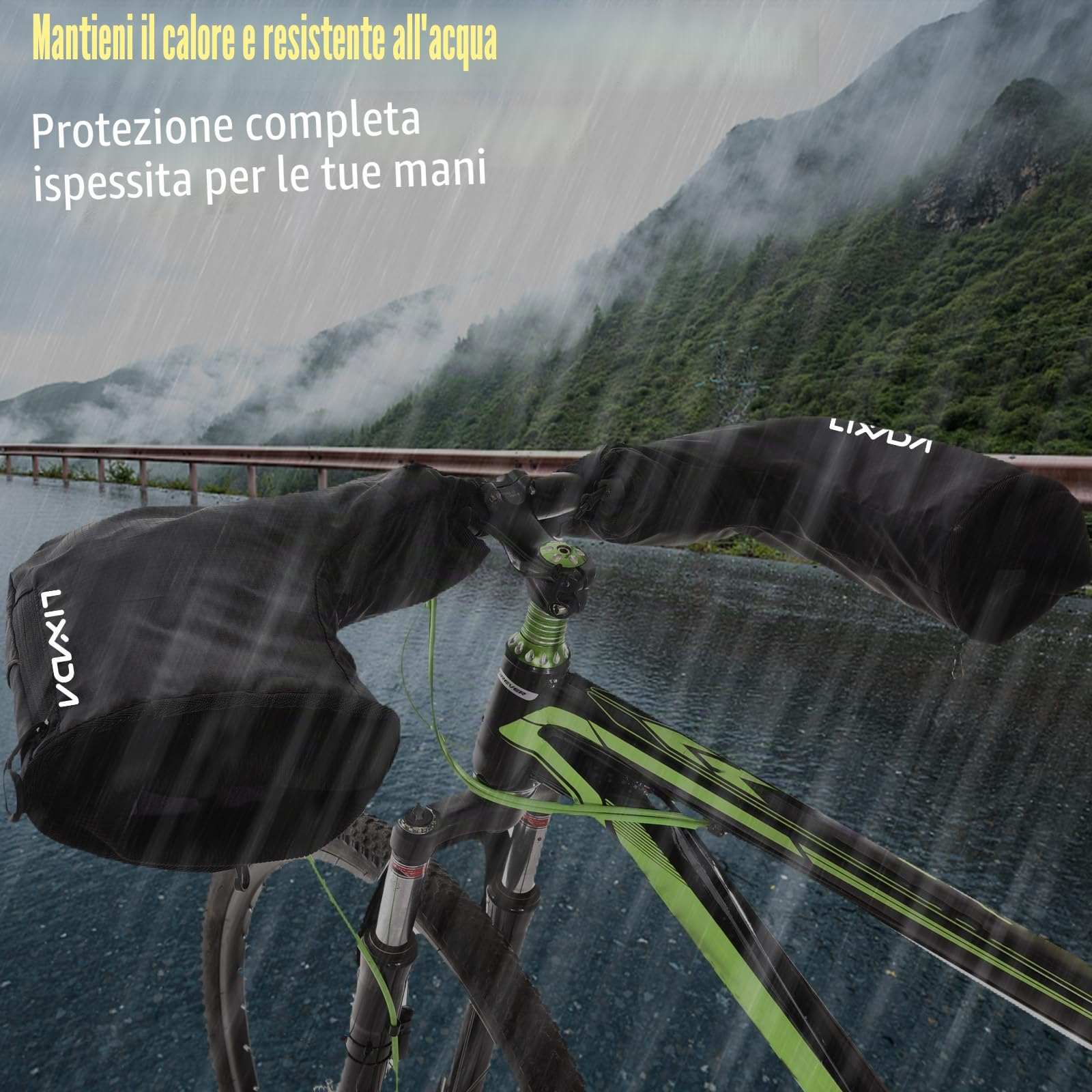 Lixada Guanti da manubrio in neoprene + impermeabili + WarmKeeper + Unisex, per manubrio moto MTB, MTB, scaldamani/coperture termiche per manubrio