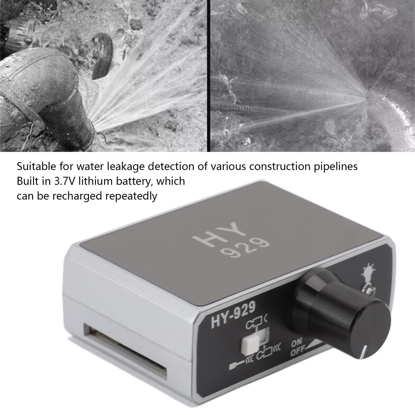 Hztyyier Detector de Fugas de Agua, HY 929 Detector de Fugas de Tubería de Agua Detector de Fugas de Tubería de Agua Dispositivo de Detección de Fugas de Ingeniería de Plomería