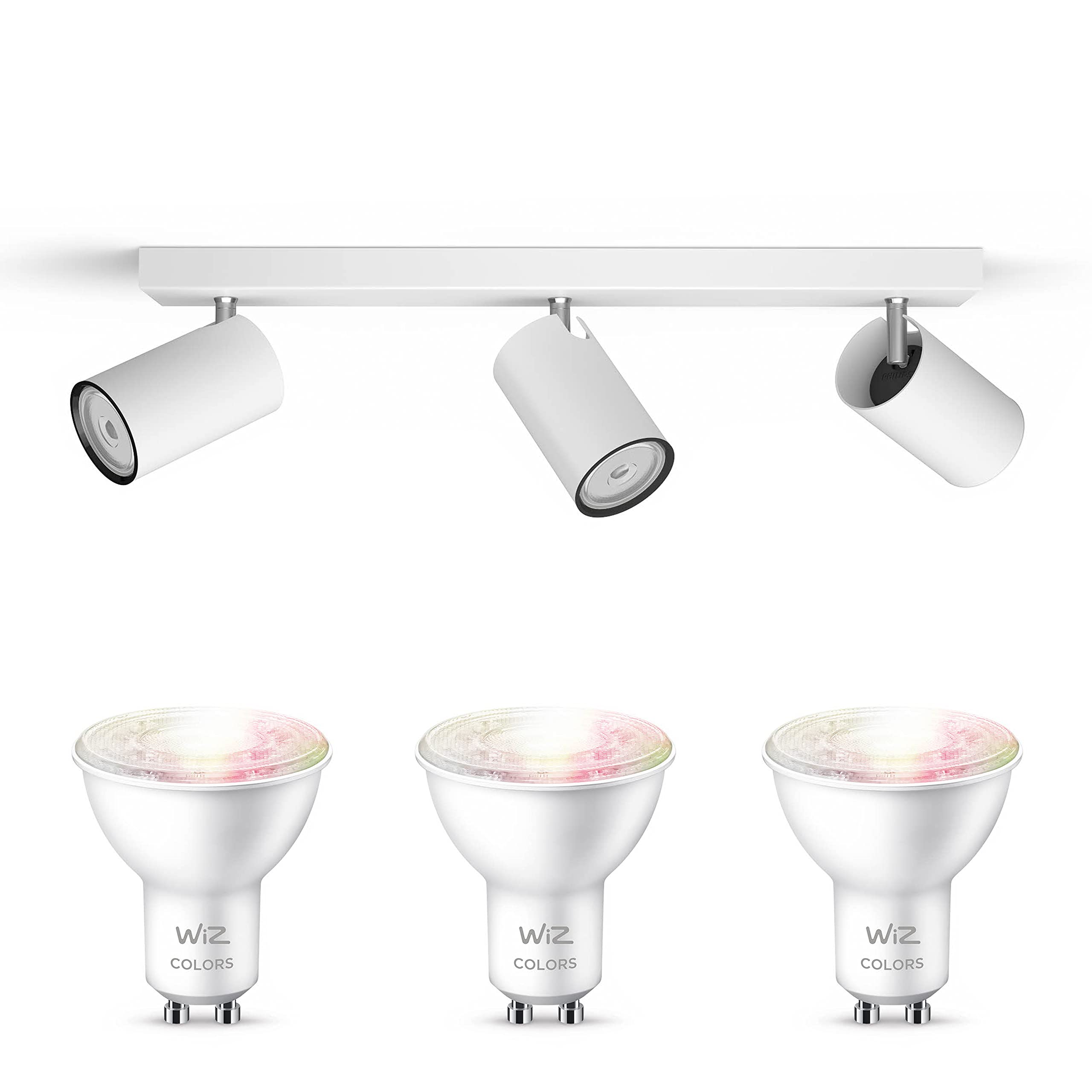 WiZ Kosipo Lámpara de techo (Blanco) - Luz blanca y de color - Foco de techo con 3 puntos de luz - GU10 - Controlable vía WiFi