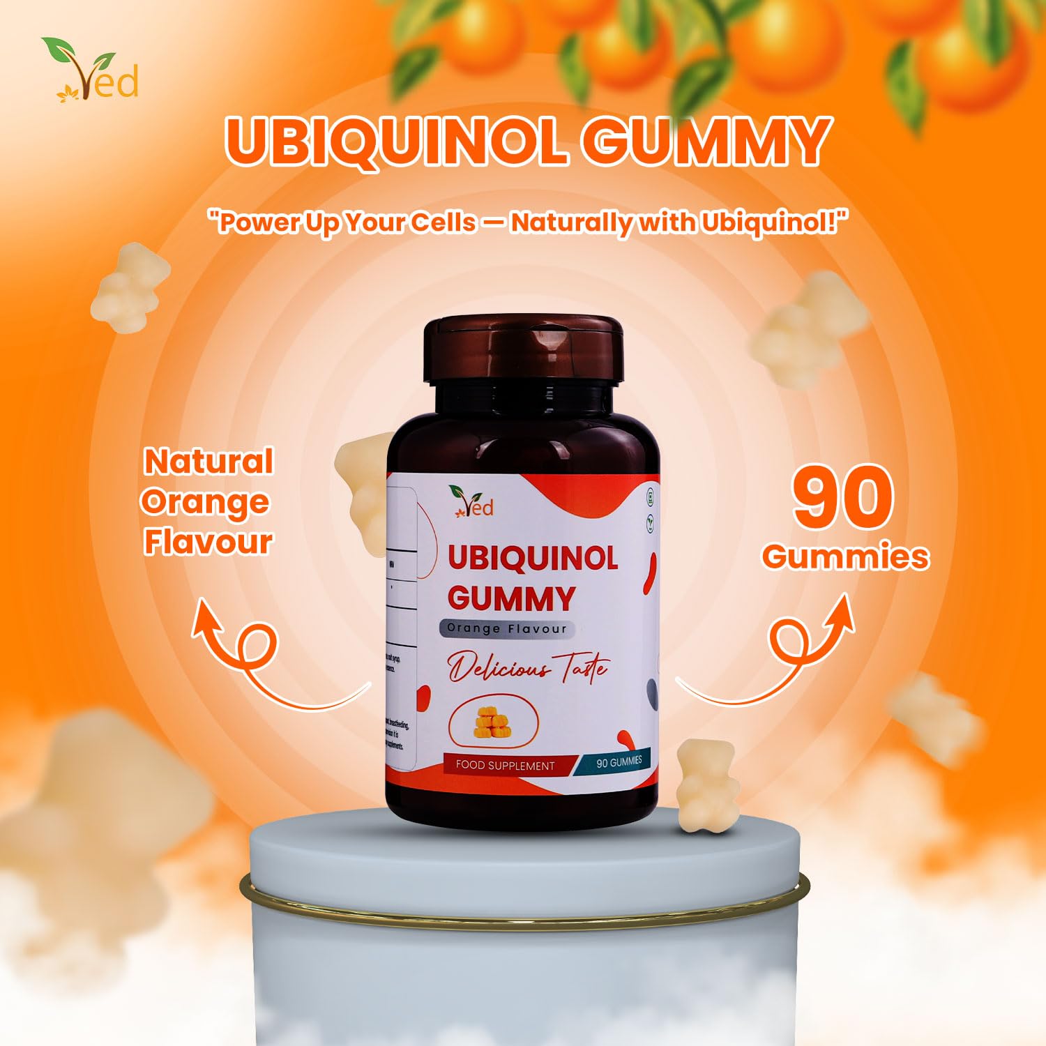 Ved Gommoso all'ubichinolo | Forma attiva coq10 | Elevato assorbimento/bioattività potenziata | 150 mg, 90 gommosi