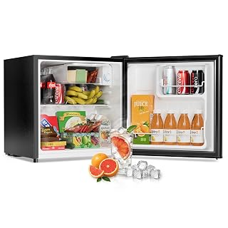 1.6 Cu Ft Mini Fridge with Freezer - 30dB Ultra Quiet Upright Freezer for Bedroom, Dorm & Office | Compact Fridge, Adjustable Thermostat, Reversible Door, ETL Certified - Amazon product rated Grade B