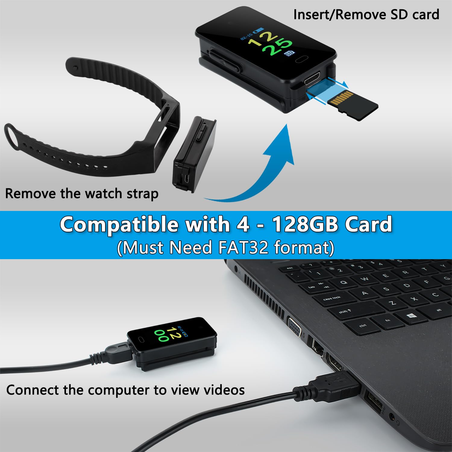 CENGFERDER 64GB Mini Video Camera,1080P Nanny Cam Portable Recorder with Motion Detection Outdoor and Home Security Cameras - 3