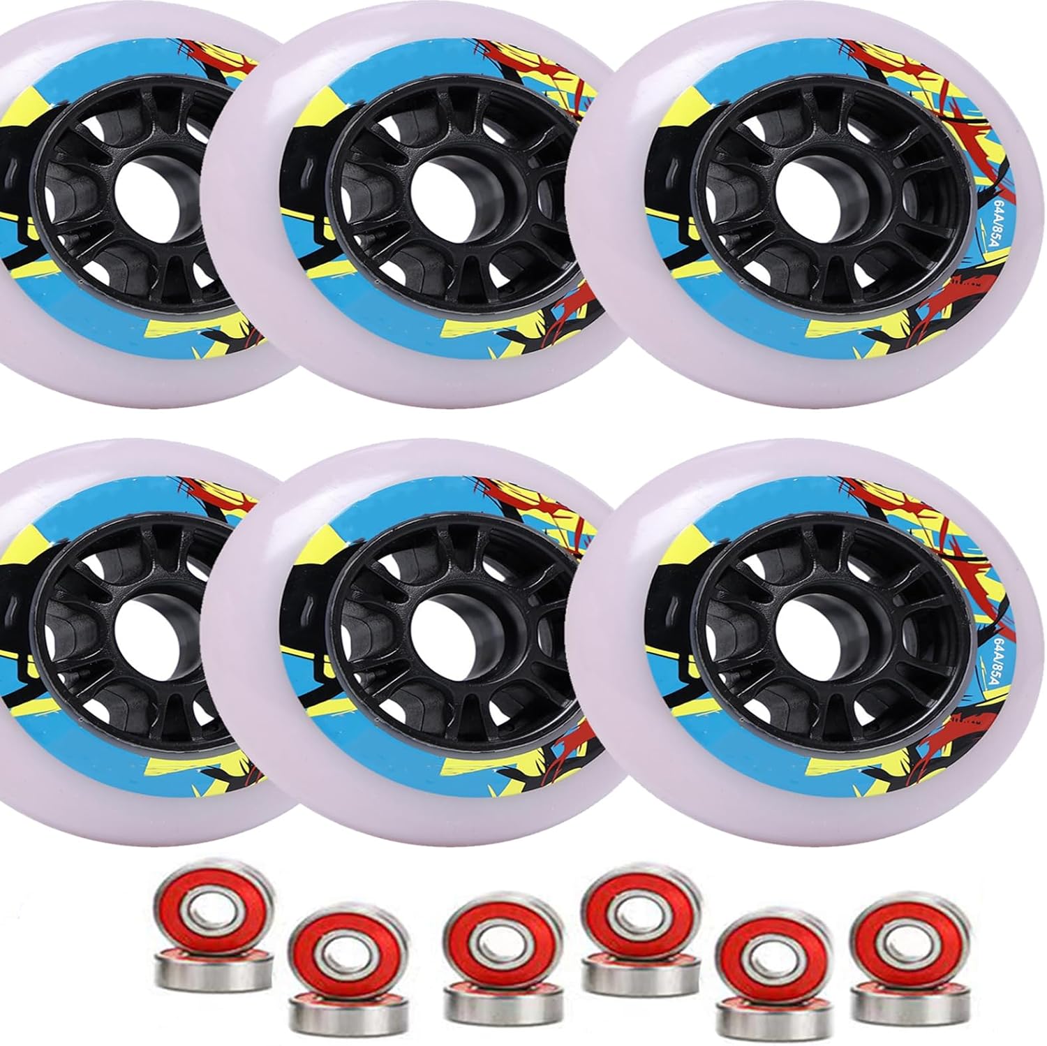 Premium 110mm Speed Inline Skate Wheels 110mm 100mm 90mm Inline Skate Replacement Wheels with Bearings 85A Hardness (8pcs,110mm)