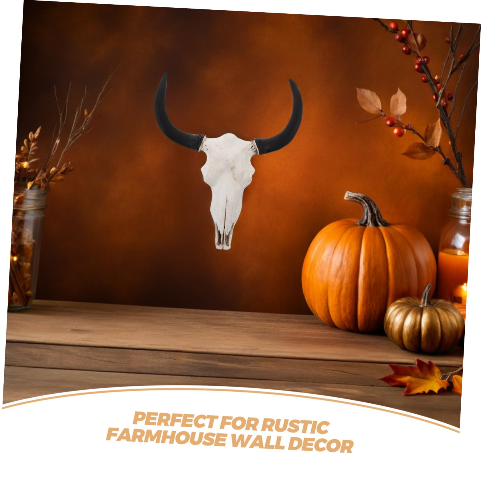 GLEAVI Decorazione da Parete Forma di Teschio di Capra Scultura in Resina Lunghe Corna Curve per Tema Gotico Halloween Stile Casa Stregata Decorazione Murale in Stile Fattoria o Western