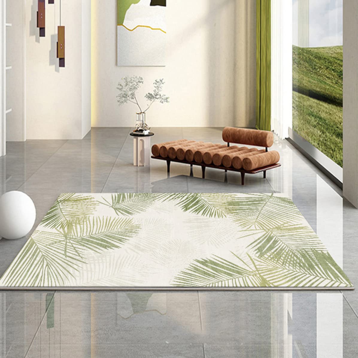 葉模様 ベージュカーペット200cm×300cm 葉模様 ベージュカーペット