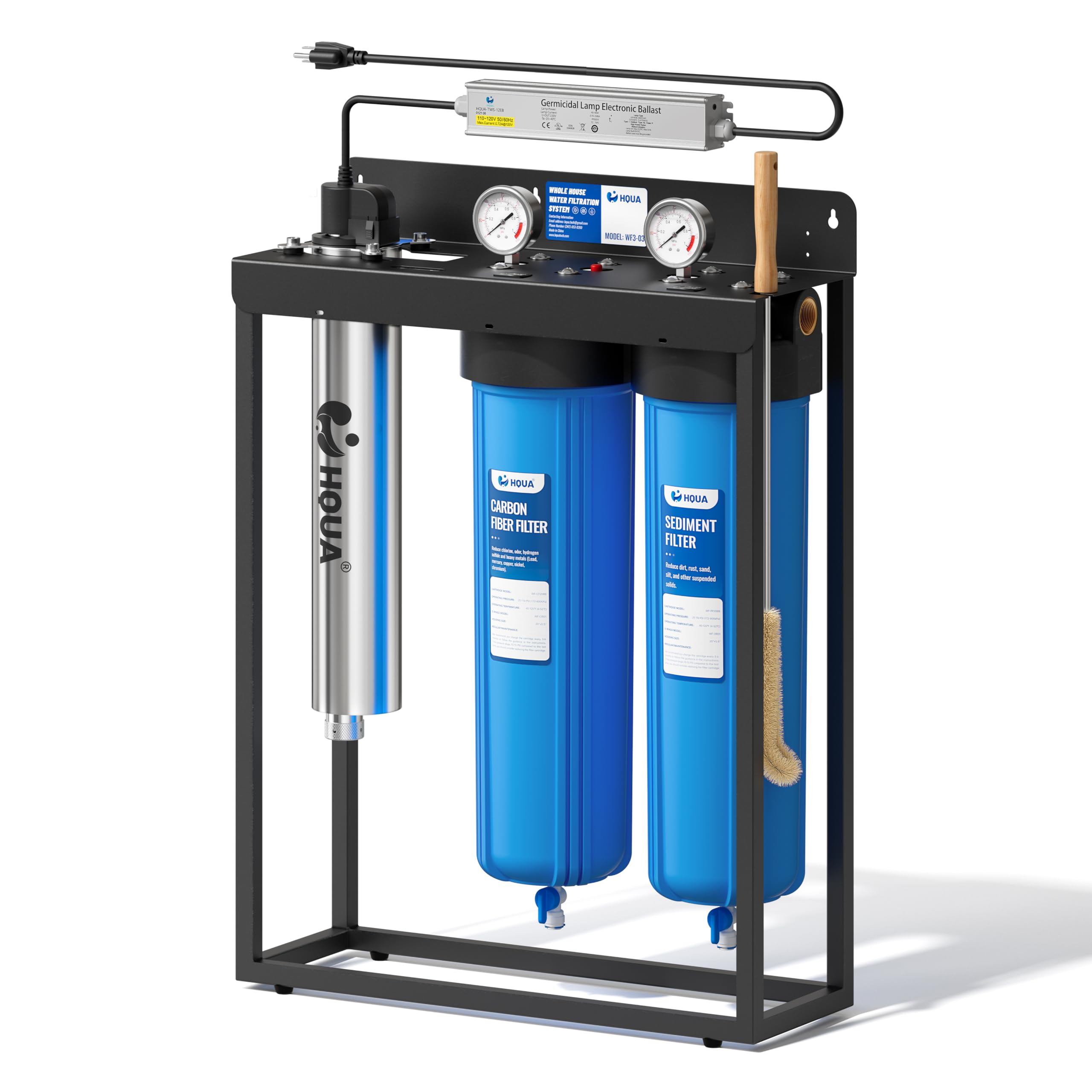 WF3-03 3-Stage Free-Standing Whole House Water Filtration System, UV Filter Included, Red…