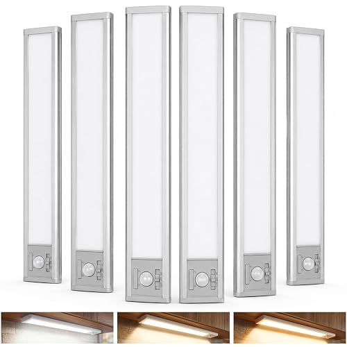 6Pack Aluminum Under Cabinet Lighting, 10inch Rechargeable Ultra-Thin Magnetic Motion
